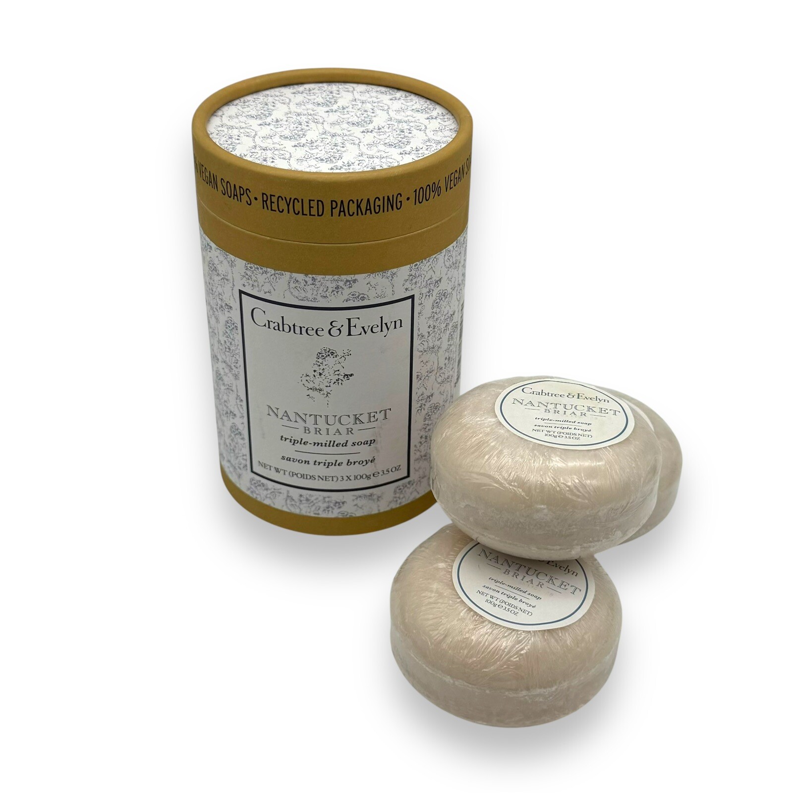 Crabtree & Evelyn Triple Milled Soap Set Nantucket Briar 3 X 100g Soaps In New