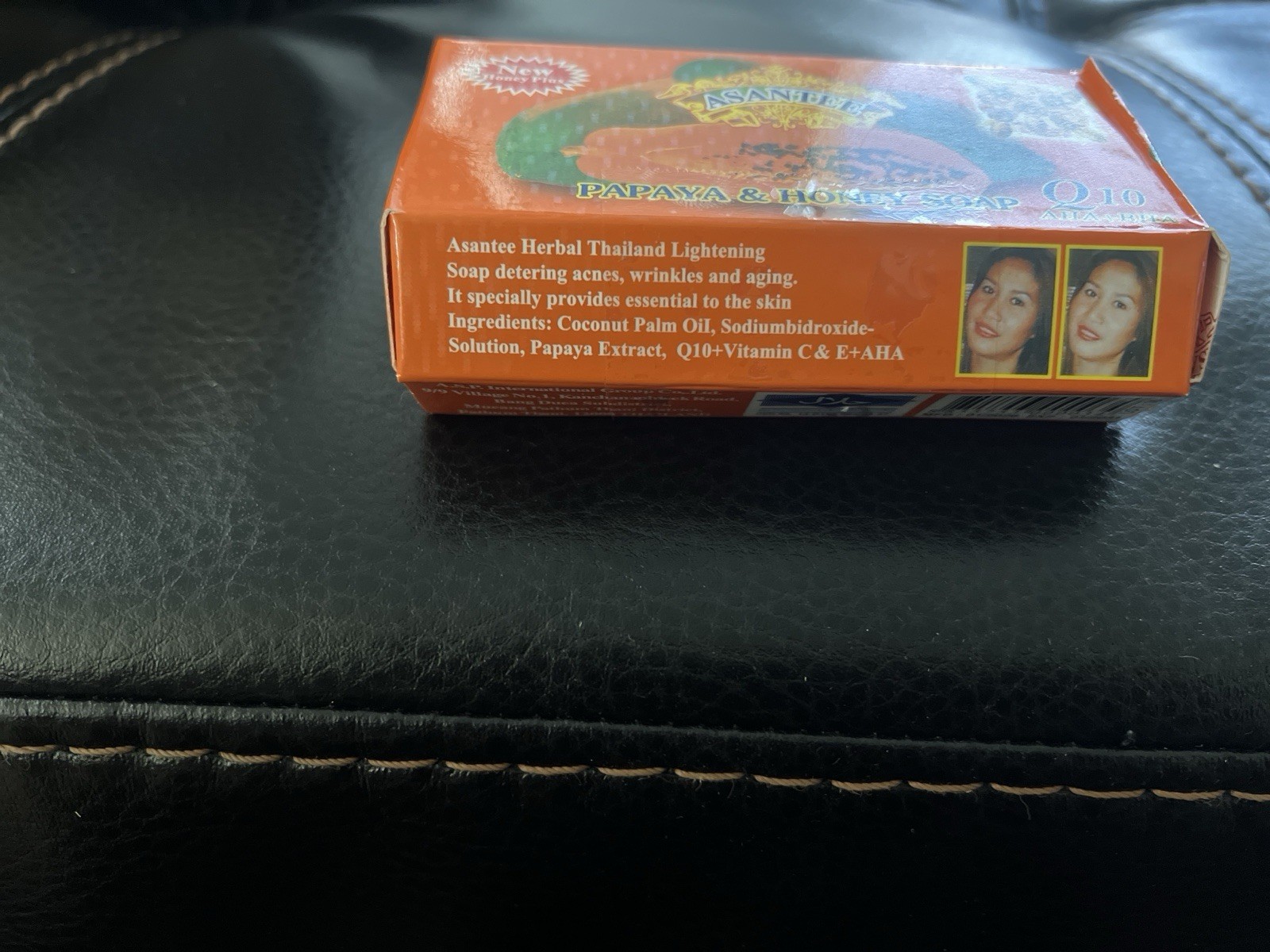 Asantee Herbal Thailand Lightening Soap Papaya & Honey Q10 AHA+BHA 120g