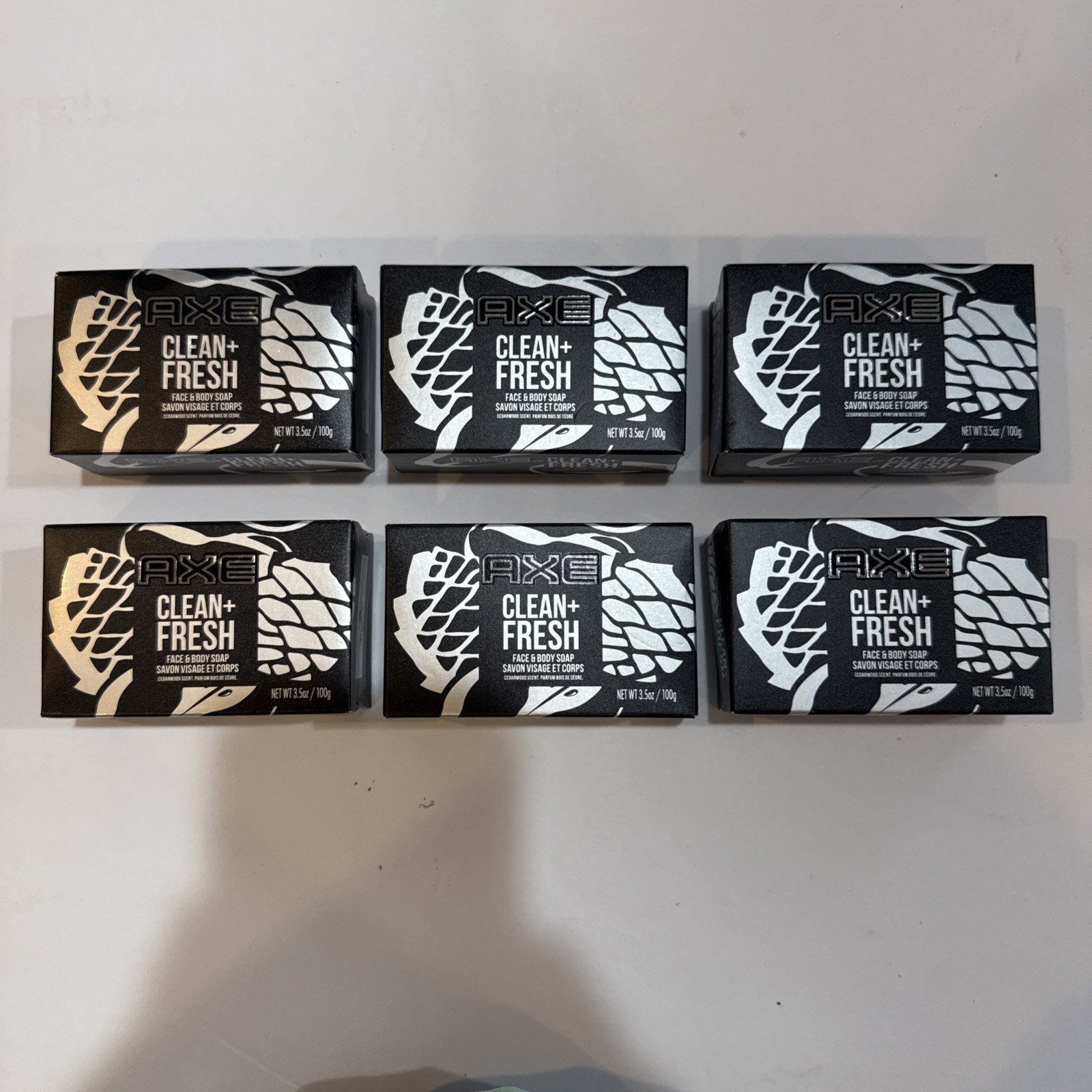NEW! Case Of 6 Bars Of Axe Clean & Fresh Face & Body Soap 3.5oz Each Bar