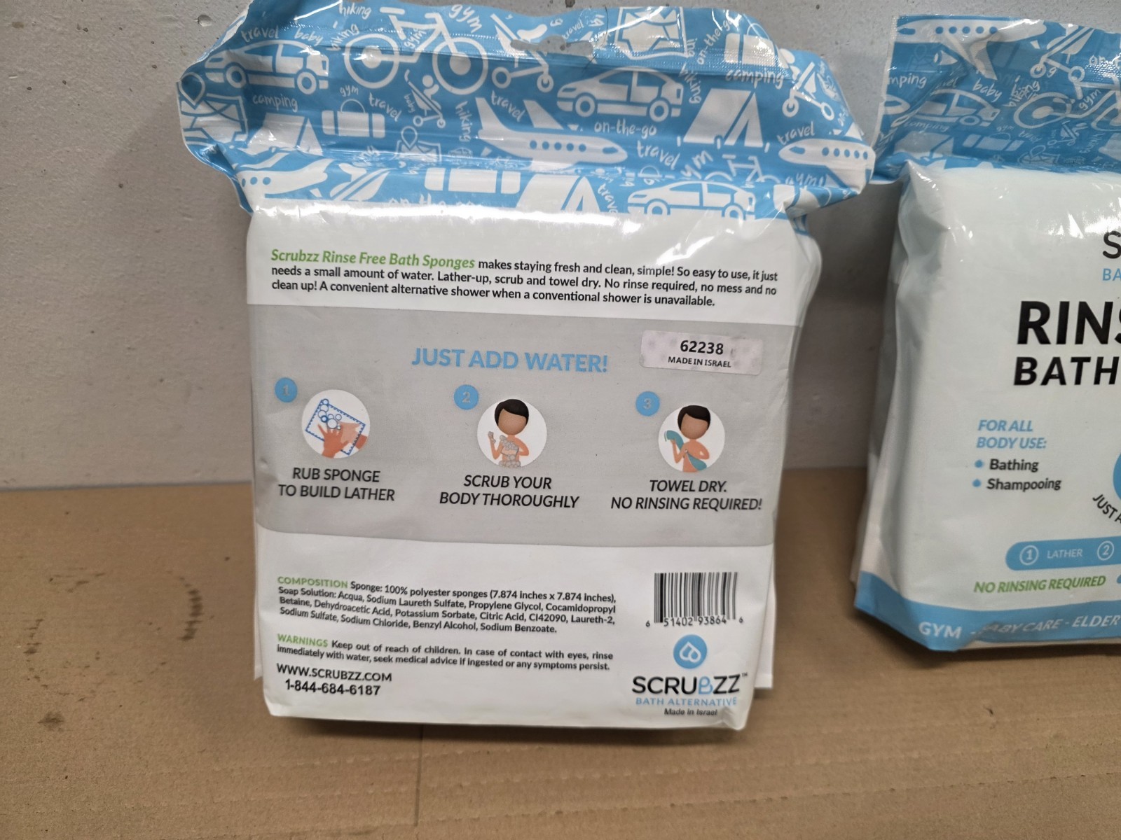 Scrubzz Disposable No Rinse Bathing Wipes – 25 Pack – All-In-1 Single Use Shower