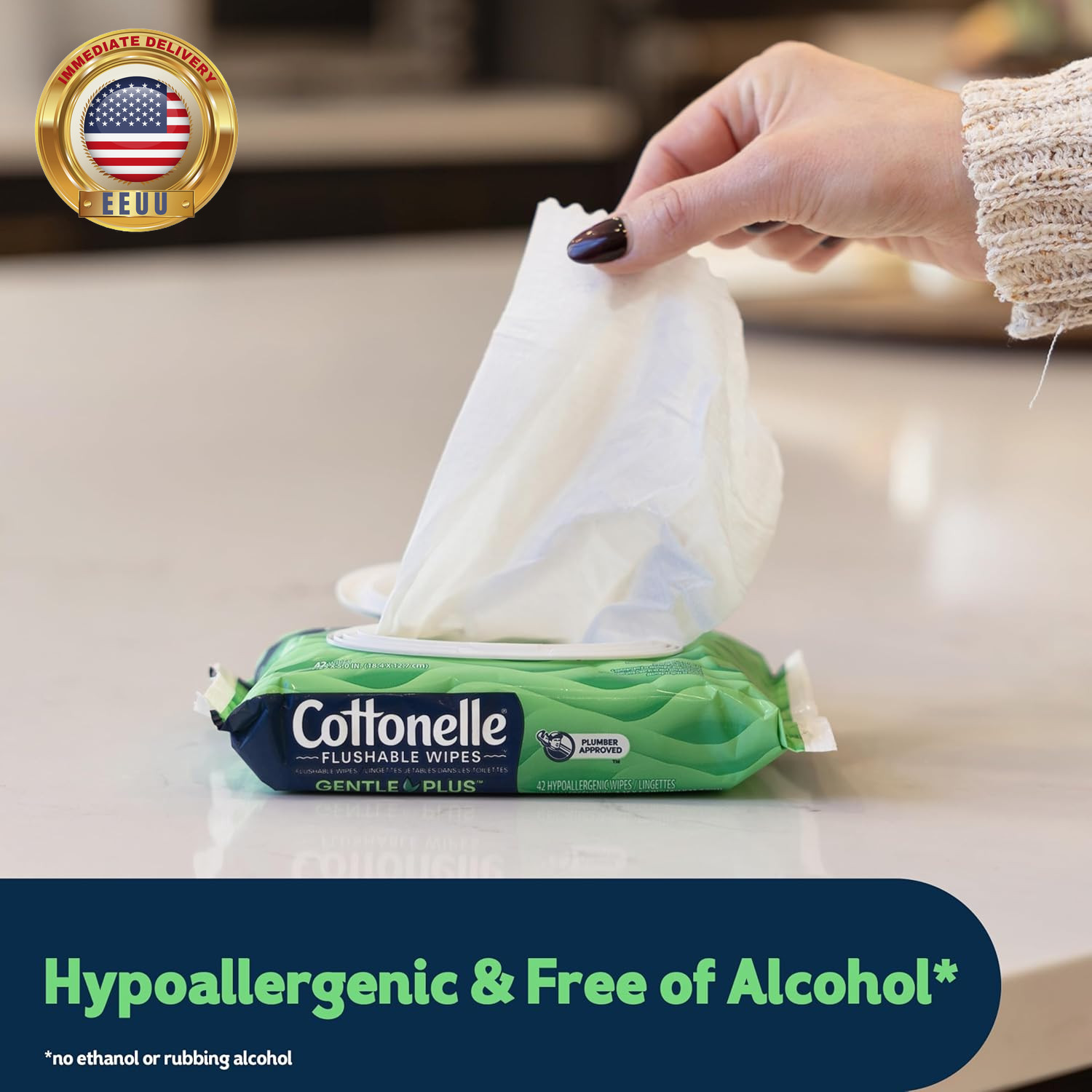 Cottonelle Gentleplus Flushable Wet Wipes with Aloe & Vitamin E, 4 Flip-Top Pack