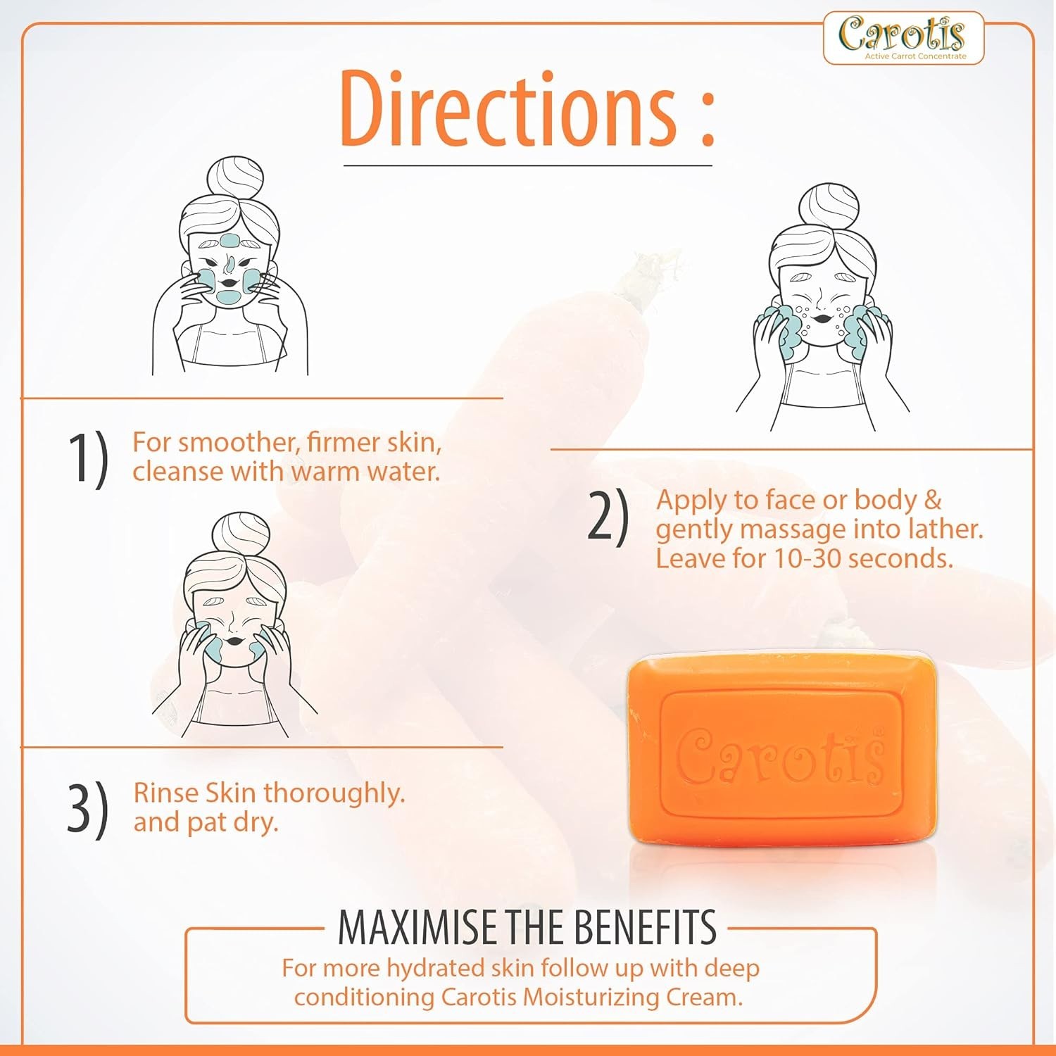 CAROTÏS Beauty Soap 80gr – Formulated to Clean and Refresh Skin with Carrot O…