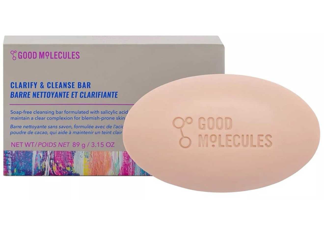 Good Molecules Clarify and Cleanse Bar – Soap-Free Bar with Salicylic Acid BHA,