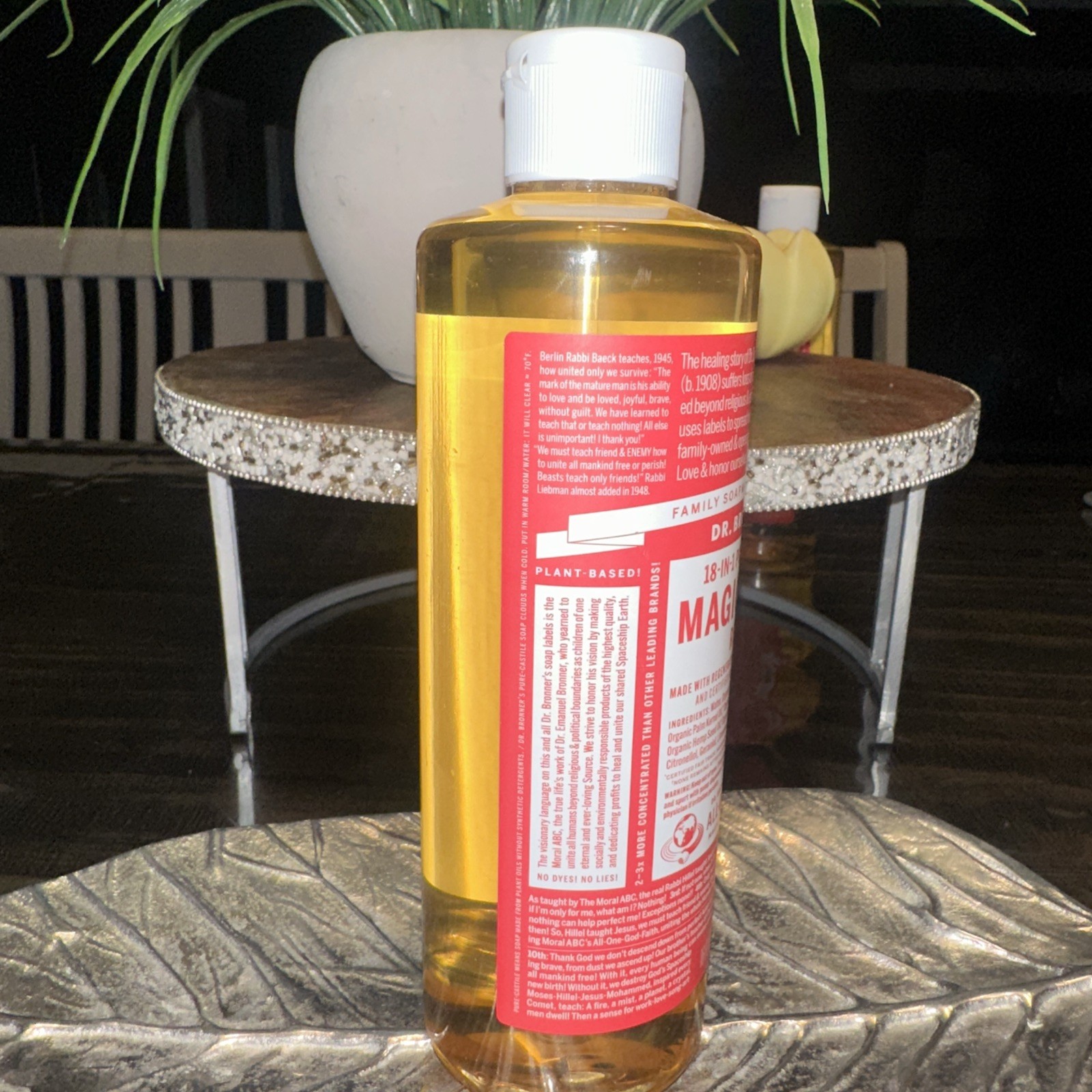 Dr Bronners Rose Pure Castile Liquid Soap Organic All Purpose 16 Fl Oz
