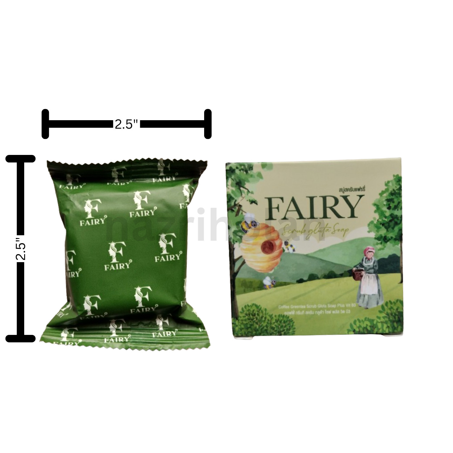 1 Pcs 60g Fairy Scrub Gluta Soap Green Tea | Whitening Face & Body Soap