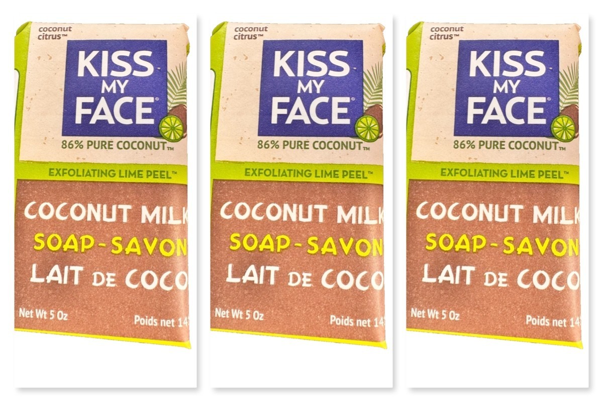 3 Kiss my Face Coconut Milk Soap LAIT DE COCO Exfoliatig Lime Peel 5ozEa DISCONT