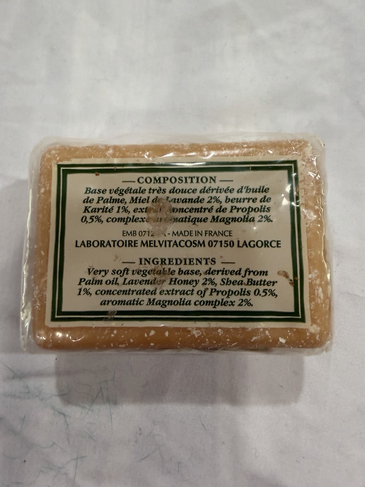 MELVITACOSM Vintage Honey Propolis Extra Soft Vegetable Bar Soap 8.8 oz