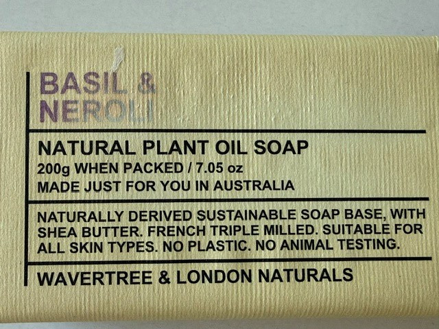 Wavertree & London Naturals Basil & Neroli Soap Bar 200 gr New Free Ship