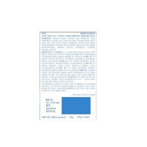 Vivel Aloe Vera Soap 150g Pack of 8 Vitamin E 1200g Soft Glowing Skin FS