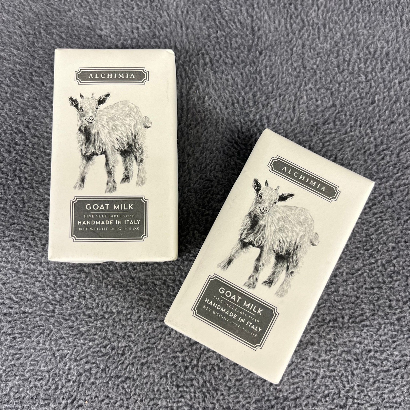 2x Alchimia Goat Milk Soap Unisex Cream Handmade Italy Vegetable Bar 10.5 oz