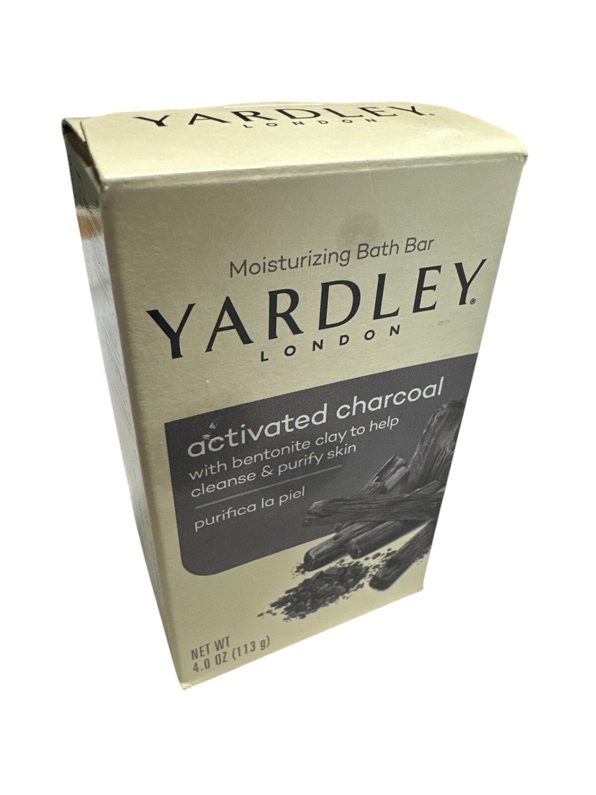 YARDLEY Bath Bar Soap 1 Pack 4 oz Activated Charcoal Bentonite Clay Clean