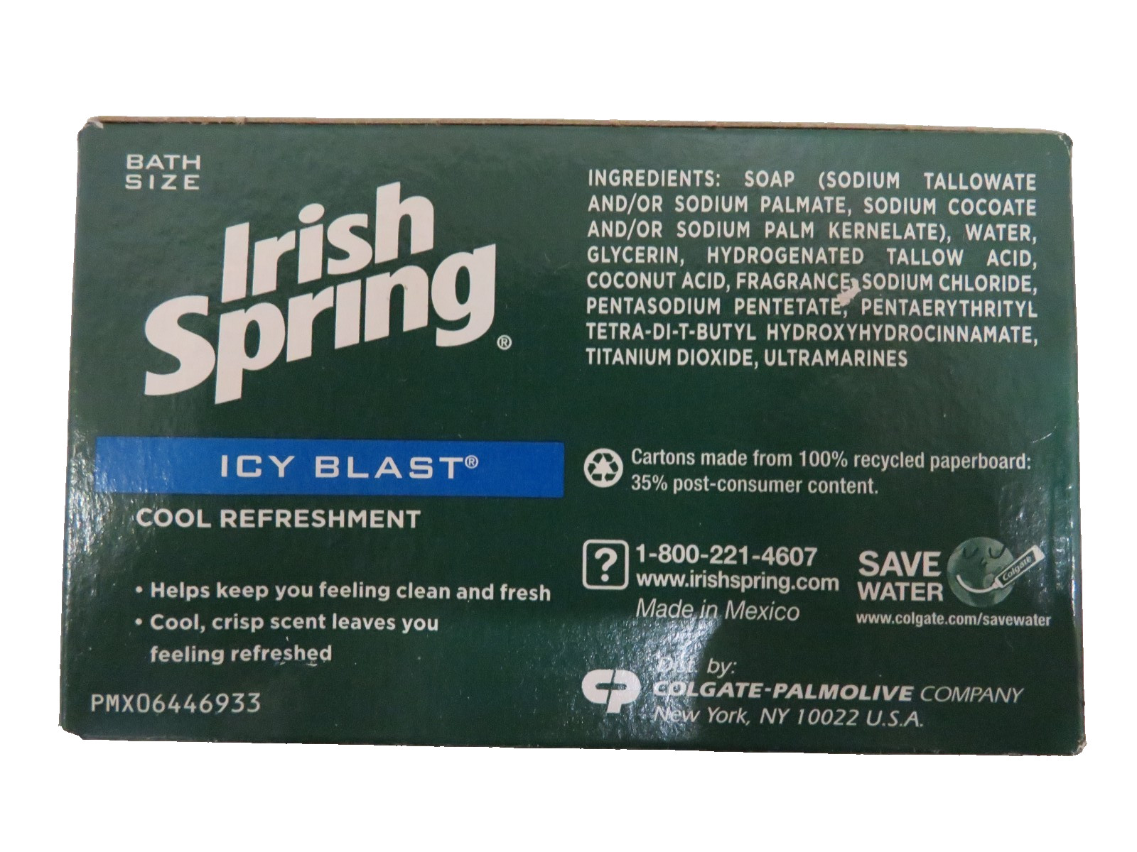 Irish Spring Icy Blast 7 Bars + 1 Moisture Blast Deodorant Bar Soap 3.7 oz ea