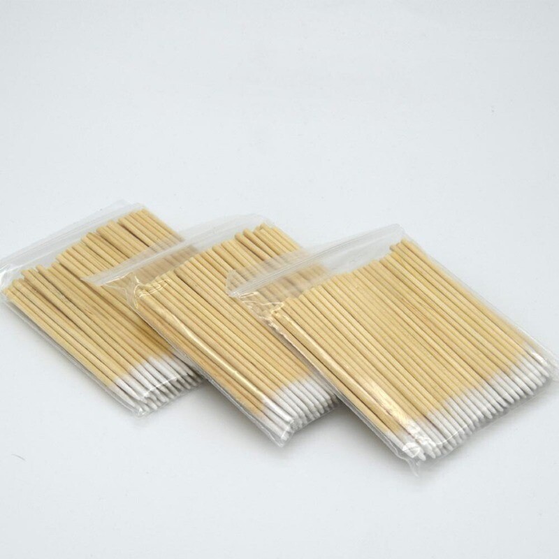 1*100PCS Cotton Swabs Pointed Swab Applicator Q-tips Wooden Sticks Applicator