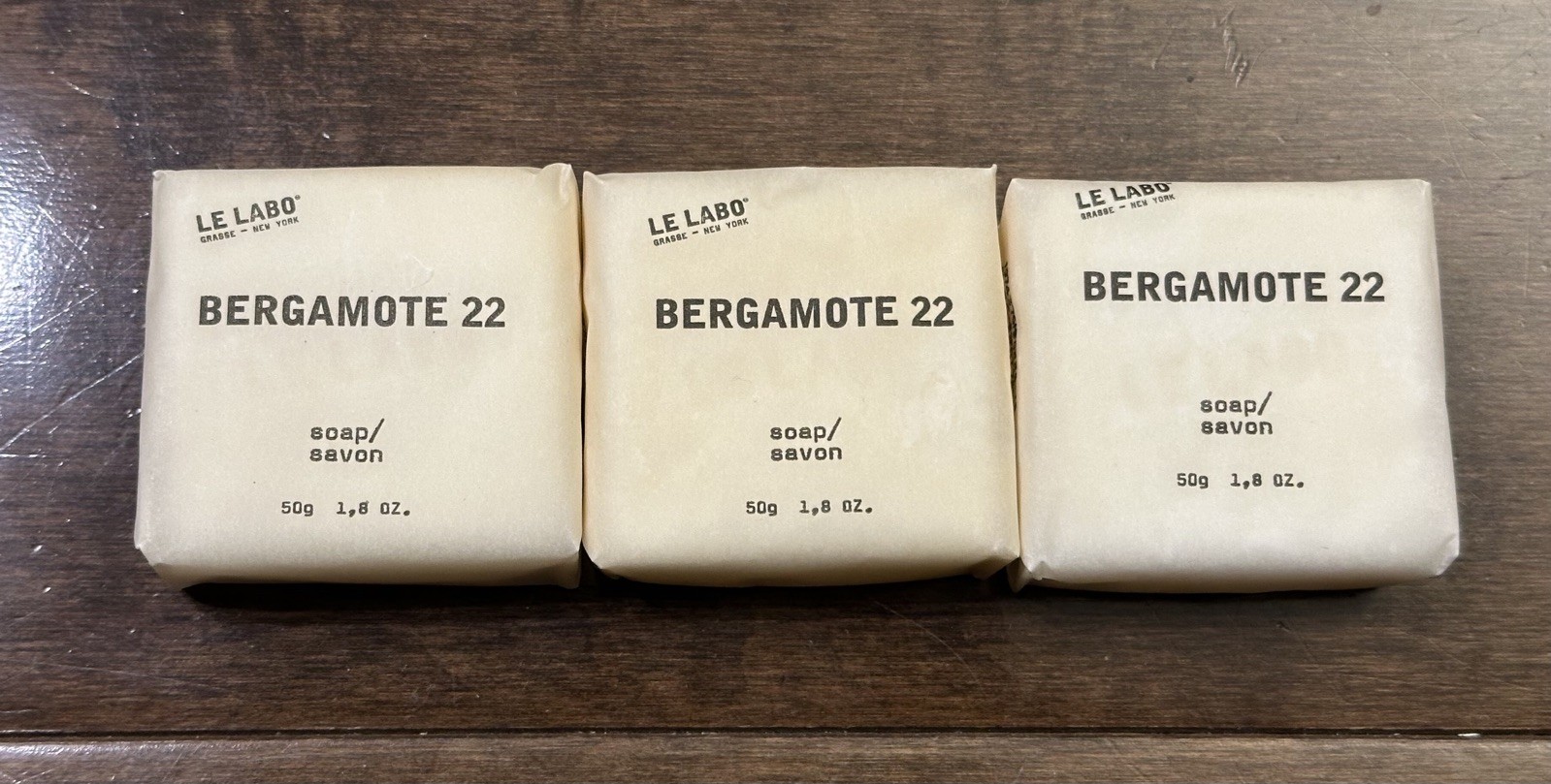 New 3 PC 1.8 oz Le Labo Bergamote 22 soap / 5.4oz total