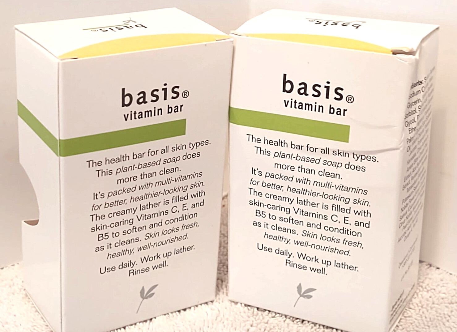 Basis Vitamin Bar Soaps 2 bars Cleans and Softens with Vitamin C, E, and B5