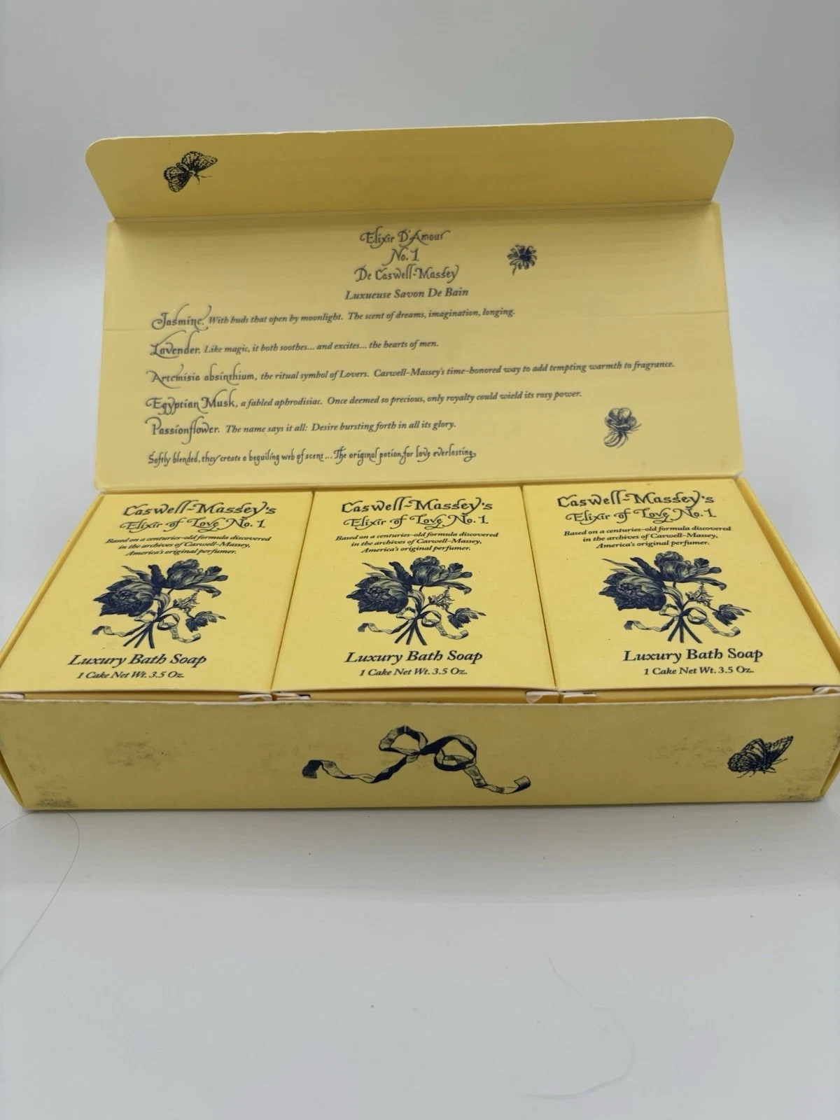 Caswell Massey Elixir of Love No. 1 Luxury Bath Soap 3 Bars 3.5 oz Each Gift NEW