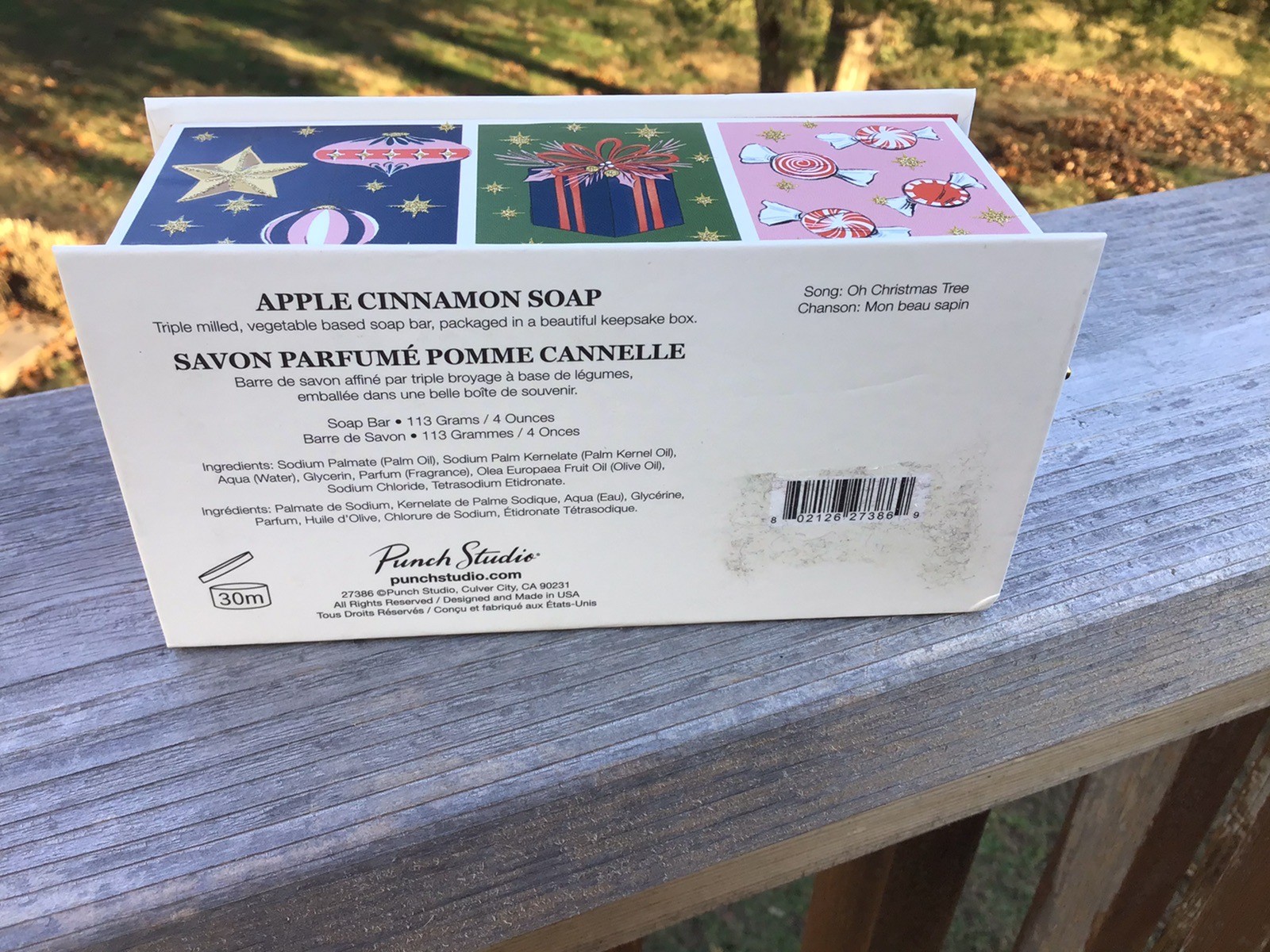 Punch Studio 4 oz Apple Cinnamon Bar Soap in Music Box Classic Gift – Christmas
