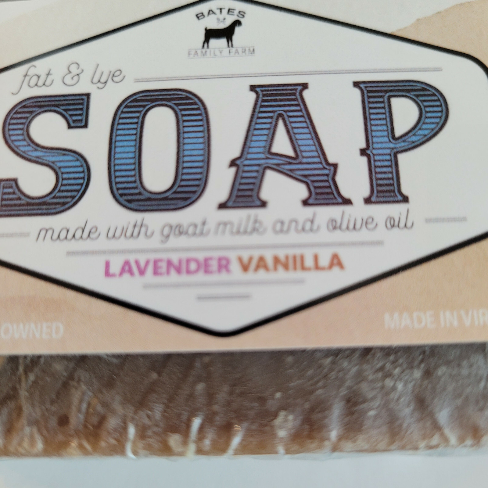 Bates Family Farm Lavender Vanilla Fat and Lye Soap Goat Milk Olive Oil Natural