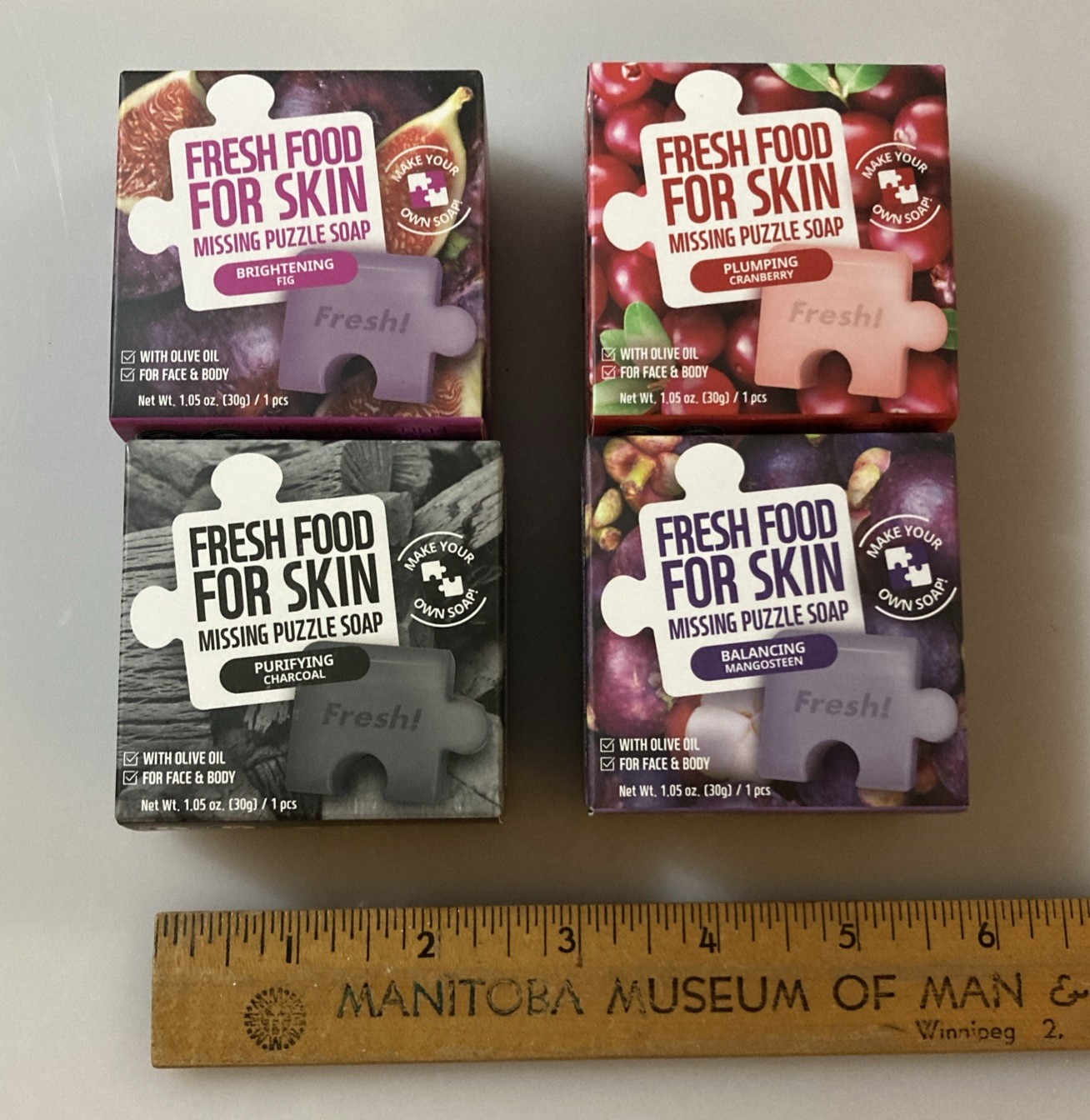 4 Fresh Food For Skin Missing Puzzle Soaps. All Different. exp. 2023.