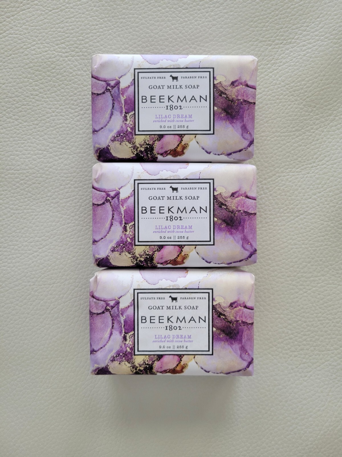 3 Pack Discontinued Beekman 1802 Goat Milk Bar Soap LILAC DREAM 9 oz each