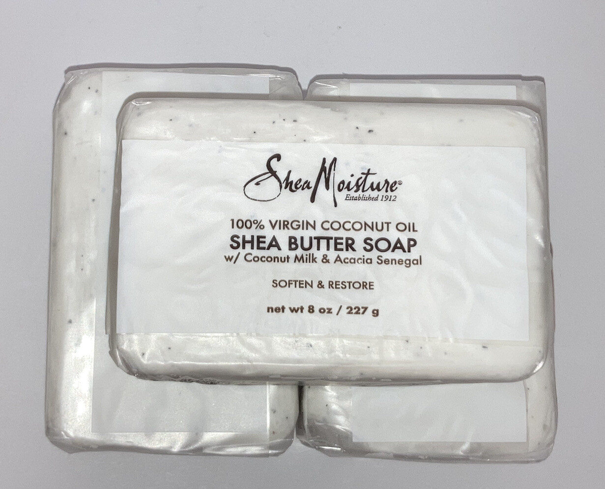 3X Shea Moisture 100% Virgin Coconut Oil W/ Coconut Milk Acacia Senegal Bar Soap