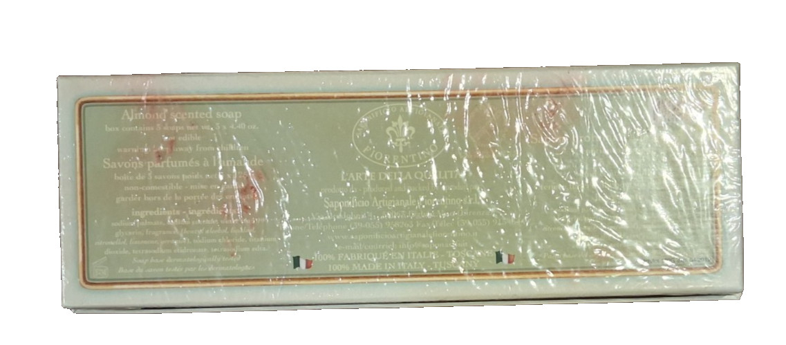 Saponificio Artigianale Fiorentino Almond Scented Soap 3 Bars 4.4 oz Each NEW