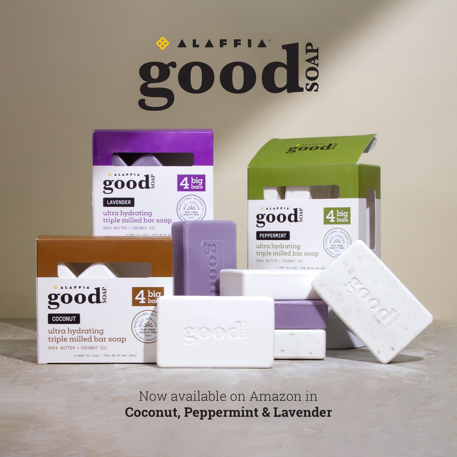 Coconut Soap 2-Pack (8 Bars) – Long-Lasting, Triple-Milled with Shea Butter