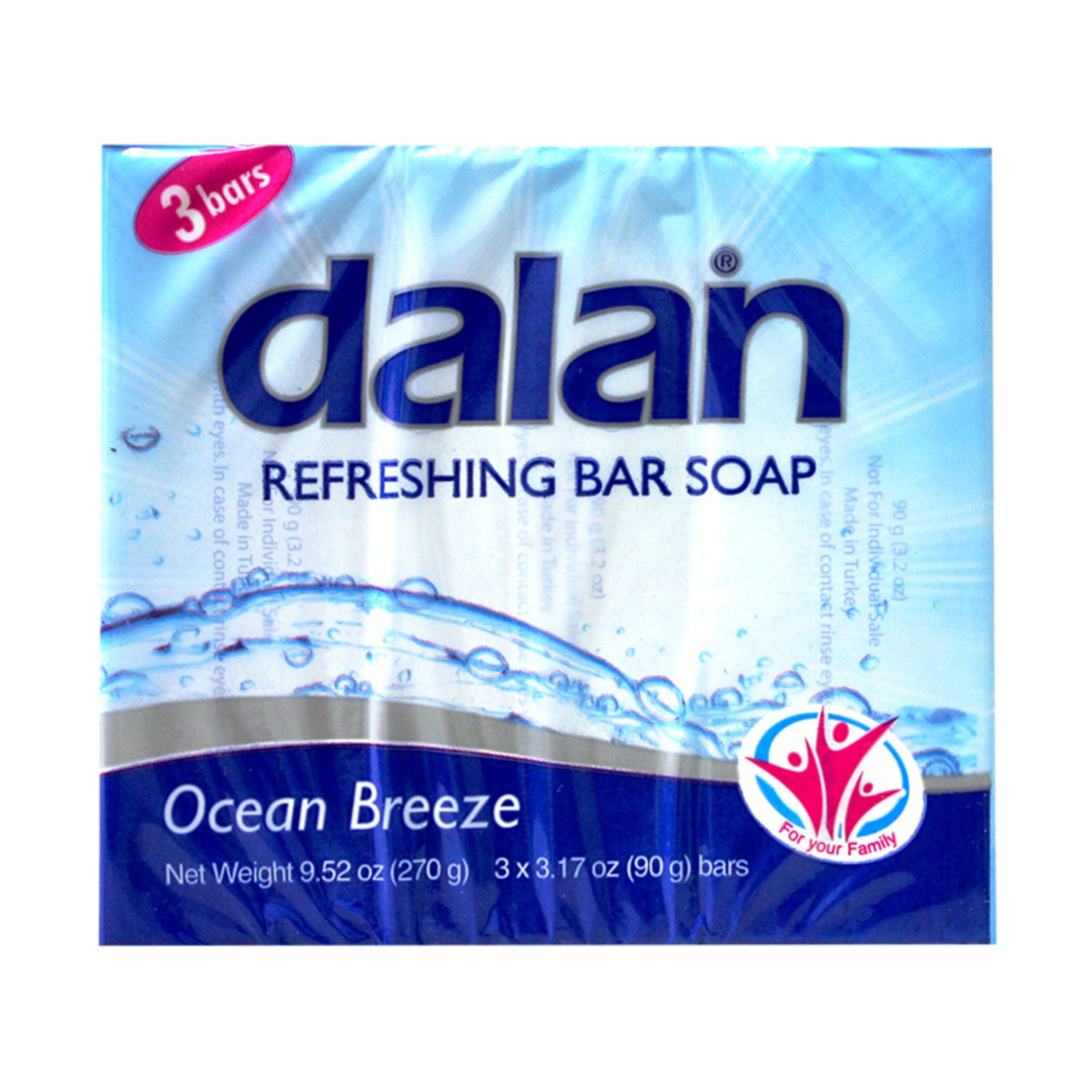 Dalan Antibacterial Refreshing Soap – Ocean Breeze, 3 Bars x 3.17oz Each