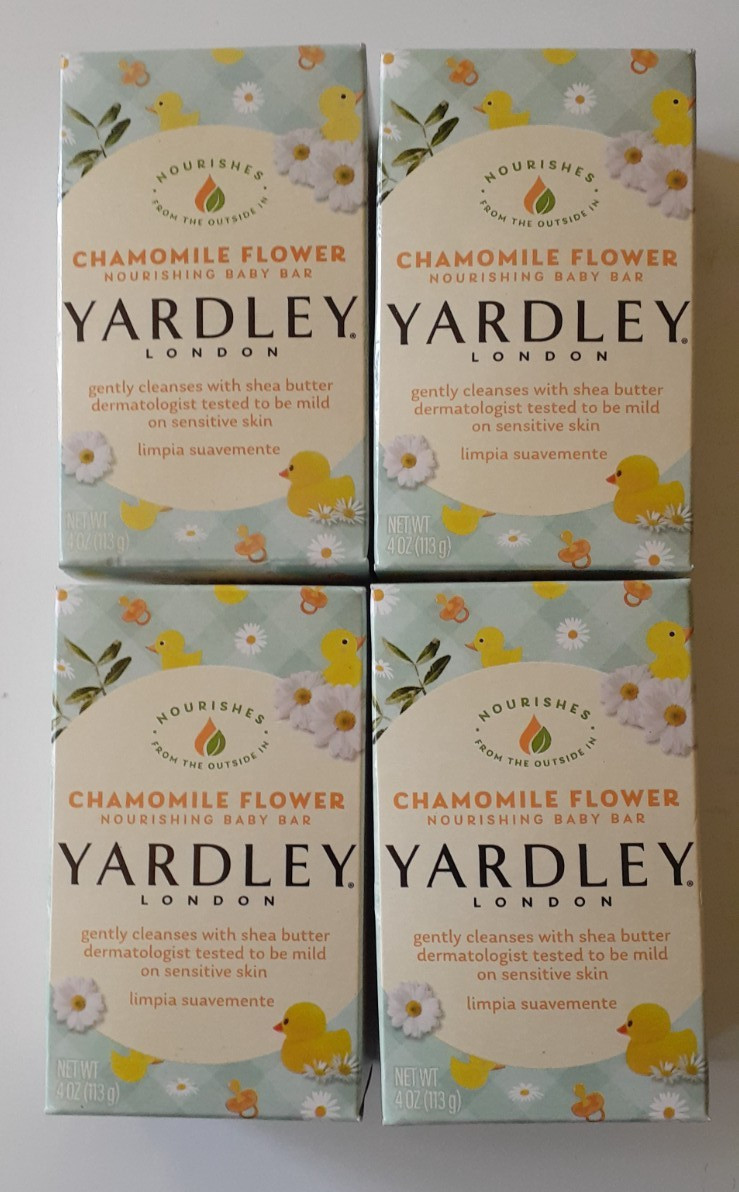YARDLEY LONDON CHAMOMILE FLOWER NOURISHING BABY BAR OF SOAP LOT OF 4 NEW