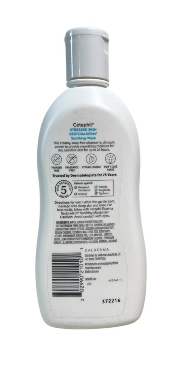 Cetaphil Restoraderm Stressed Skin Soothing Wash 10 fl oz / 296 mL Gentle Cleans