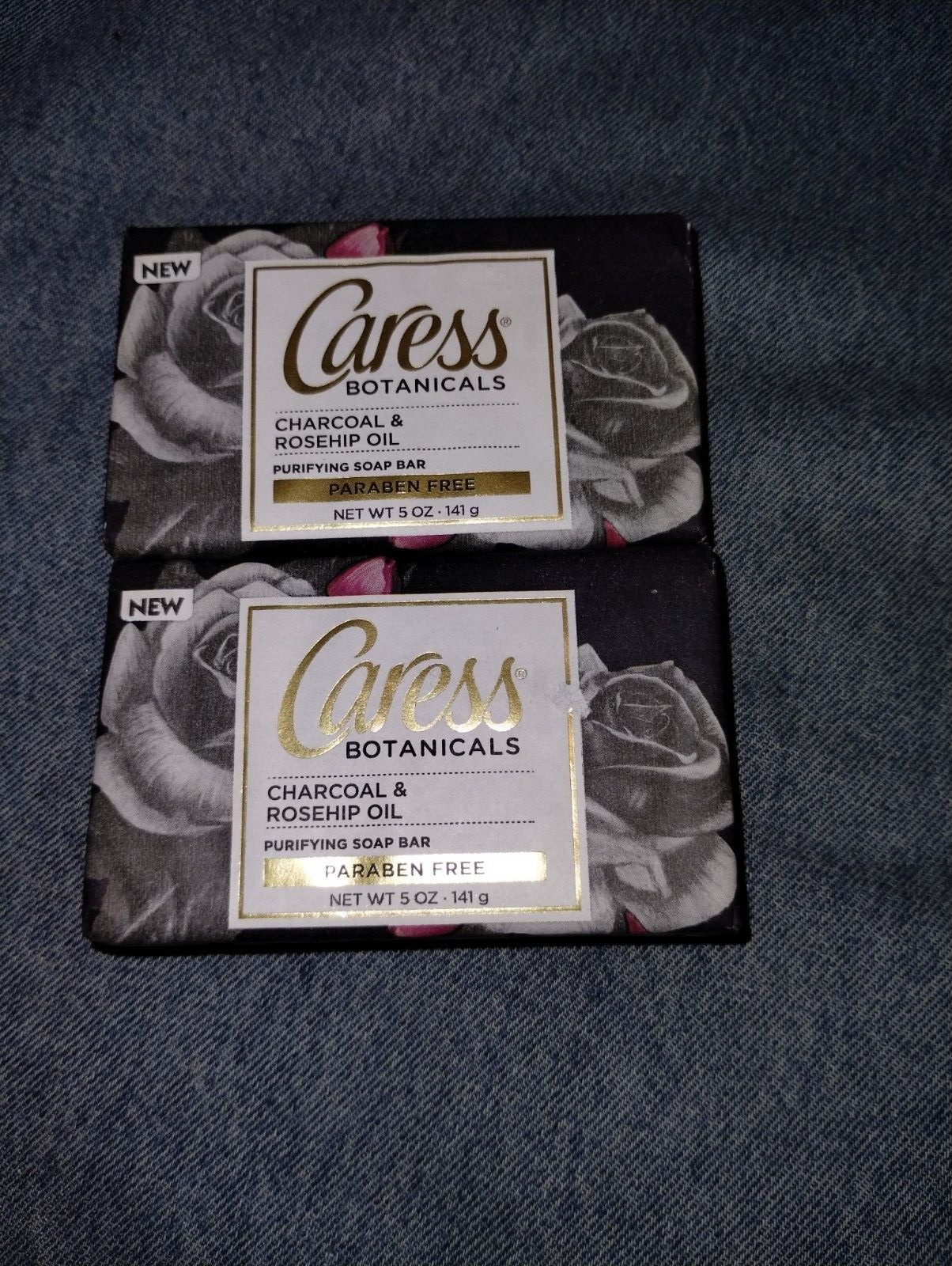 Caress Botanical Soap Bars Lotus Red Clay, Orchid Coconut Milk, Charcoal Rosehip