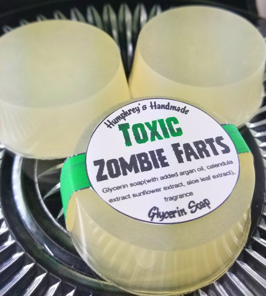 TOXIC ZOMBIE FARTS Halloween Soap, Glow in the Dark Glycerin Argan Oil Vanilla