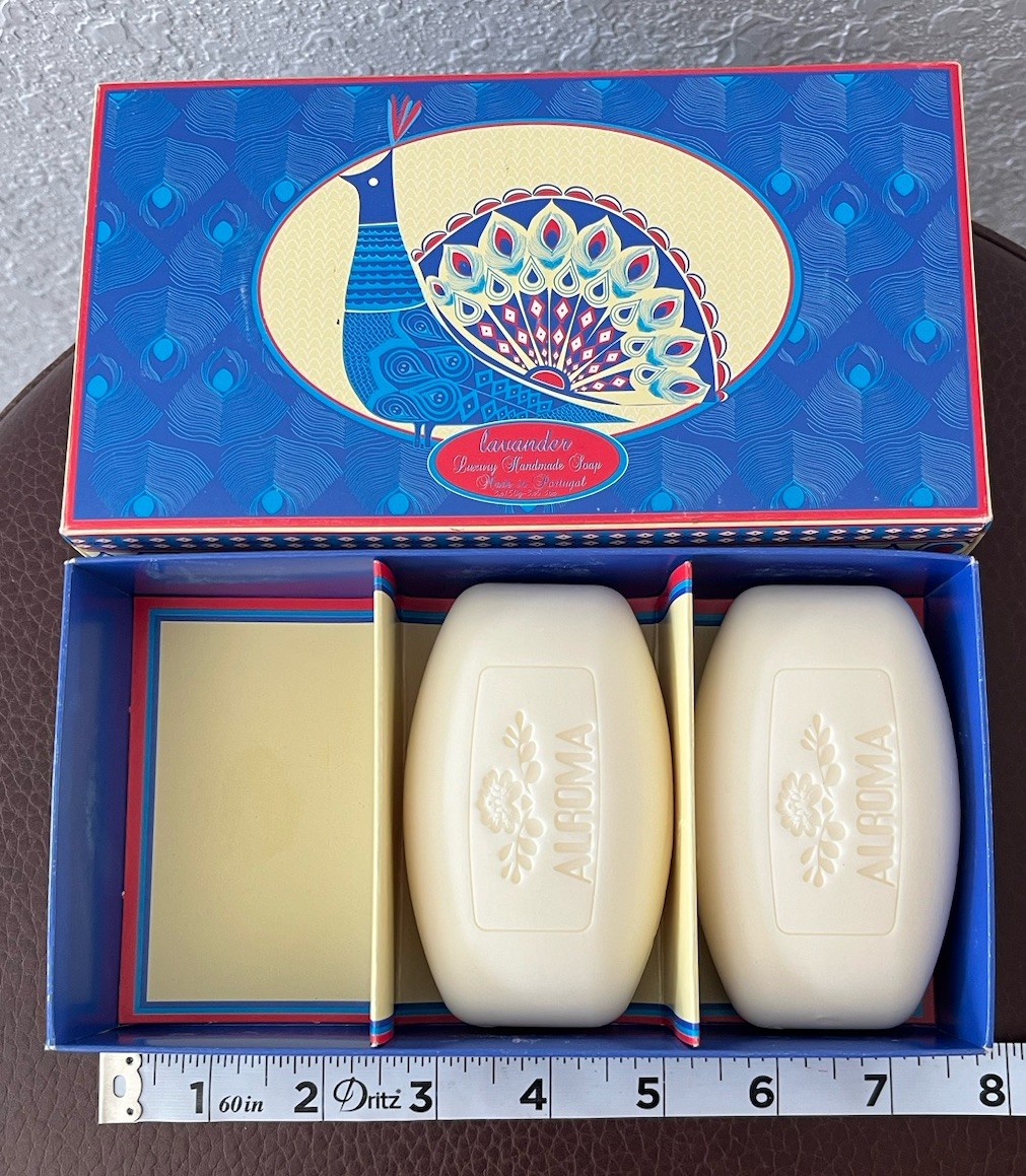 Lavender Aroma Aromatic Bar Soap Made in Portugal Gift 2 Soap Bars in Box