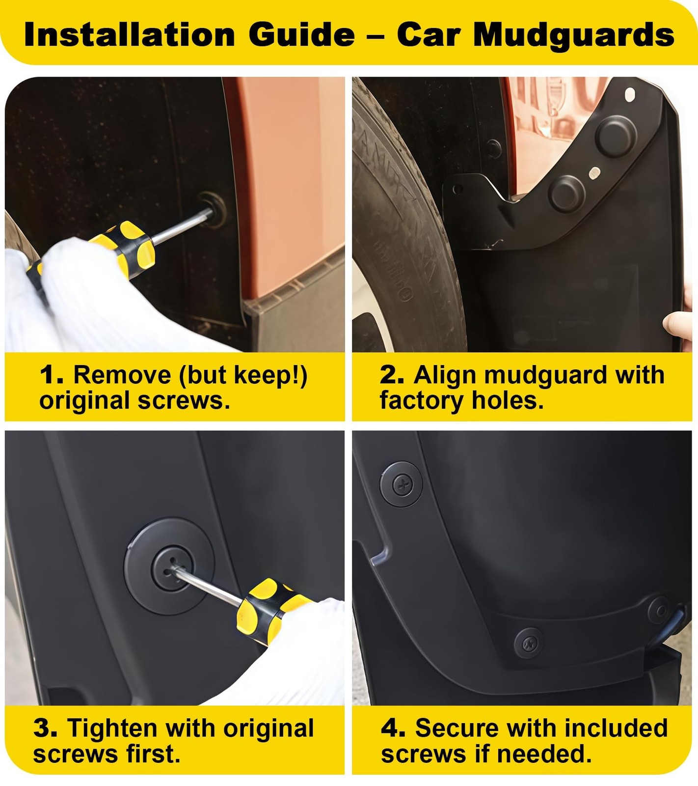 OEM-Style Mud Flaps for 2025-2026 Toyota 4Runner Splash Guards, Normal | Pain…