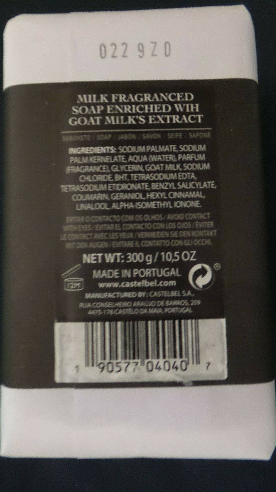 Goat’s Milk Au Naturel Soap Bar by Castelbel Vegetable Based 10.5 oz New