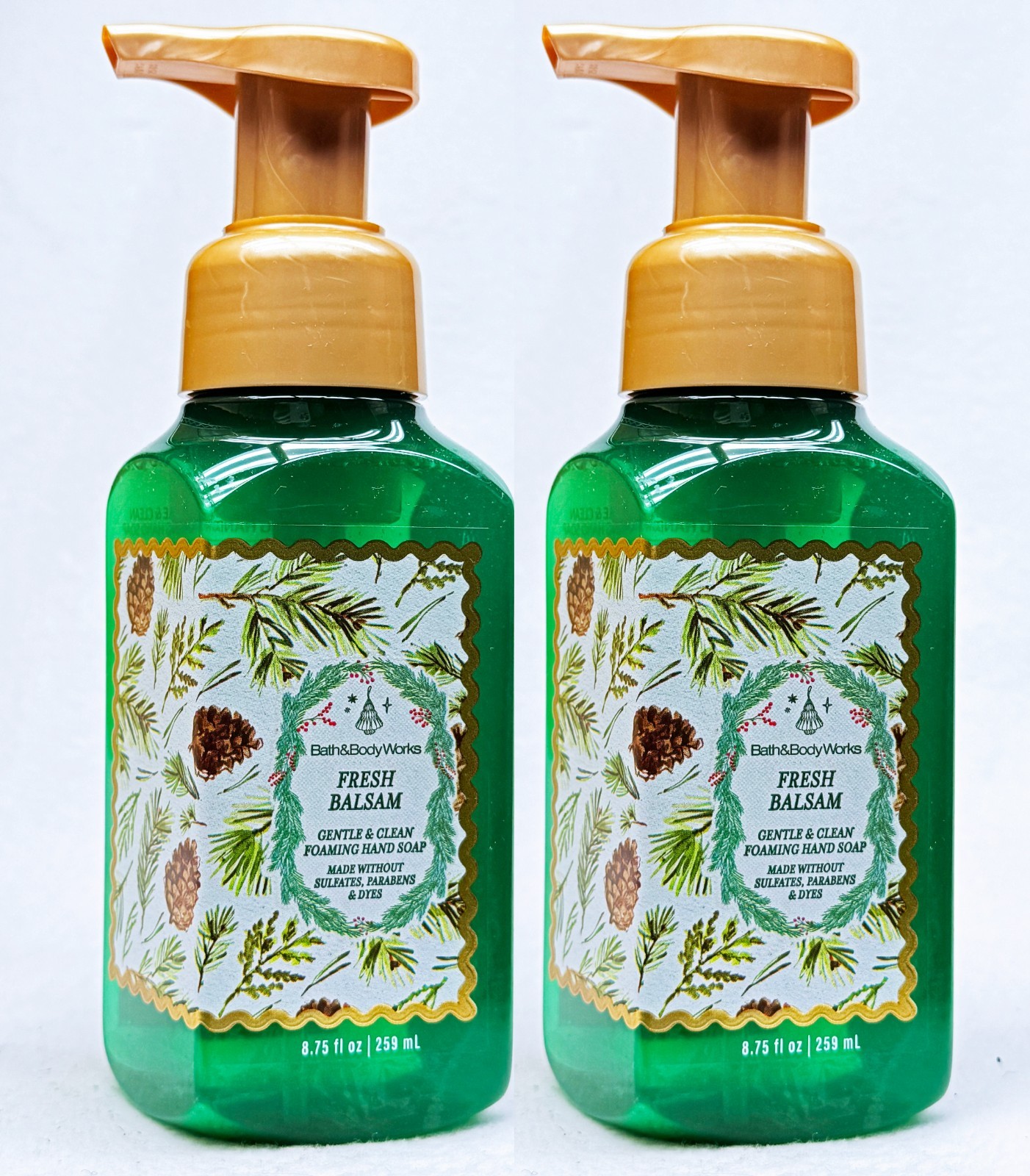 2 Bath & Body Works FRESH BALSAM Gentle Foaming Hand Soap 8.75 oz