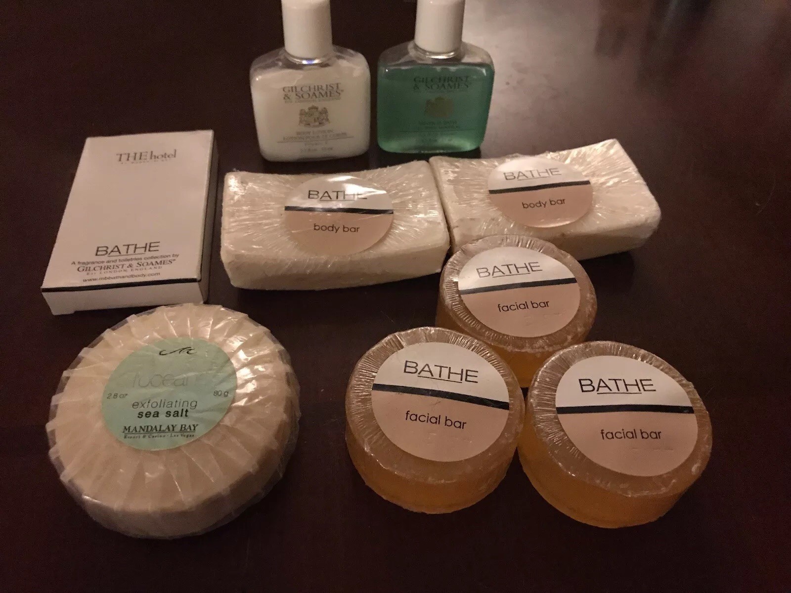 9 Pc Gilchrist Soames Sea Salt Body/facial Soap bars Lotion Mineral Bath Sew Kit