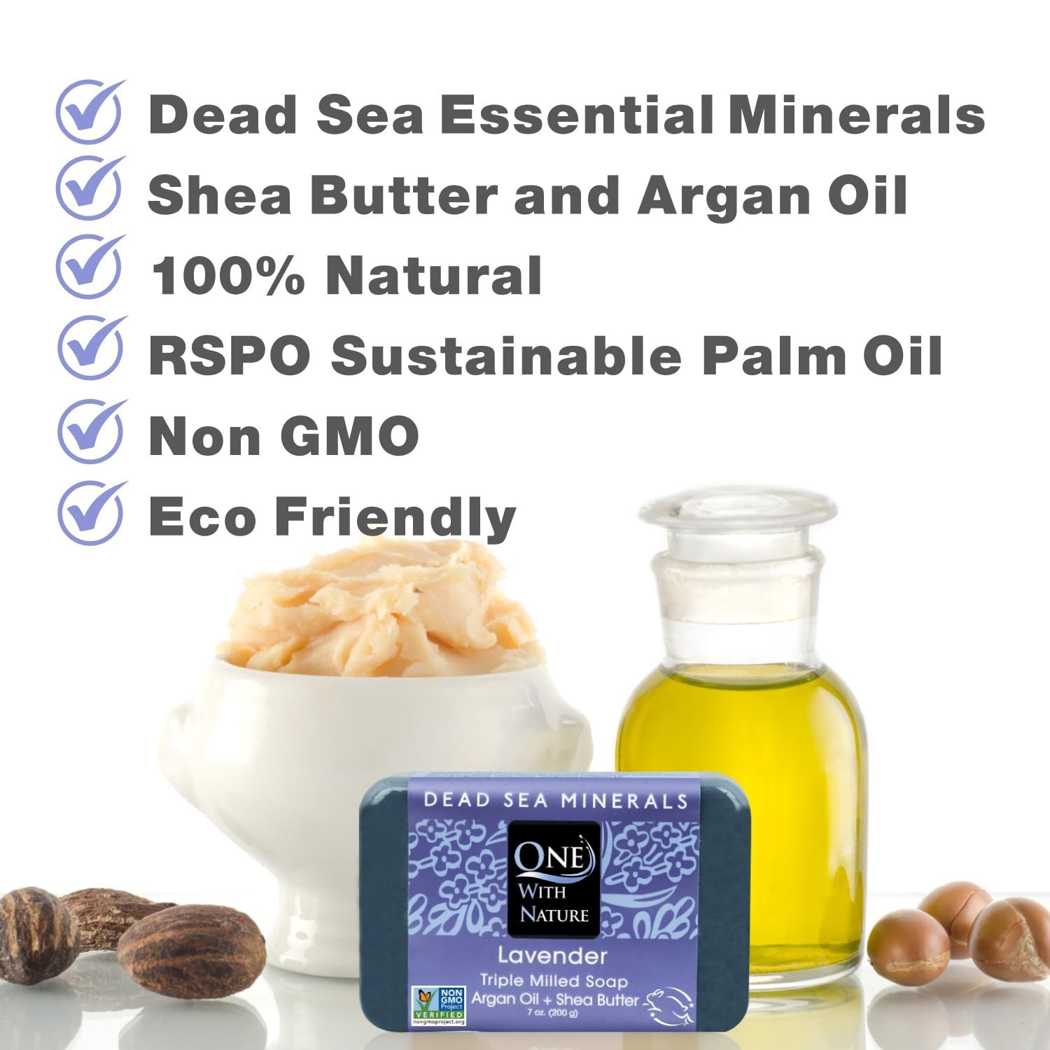 3-Pack Lavender Soap Bars with Dead Sea Minerals for Exfoliation & Acne Control