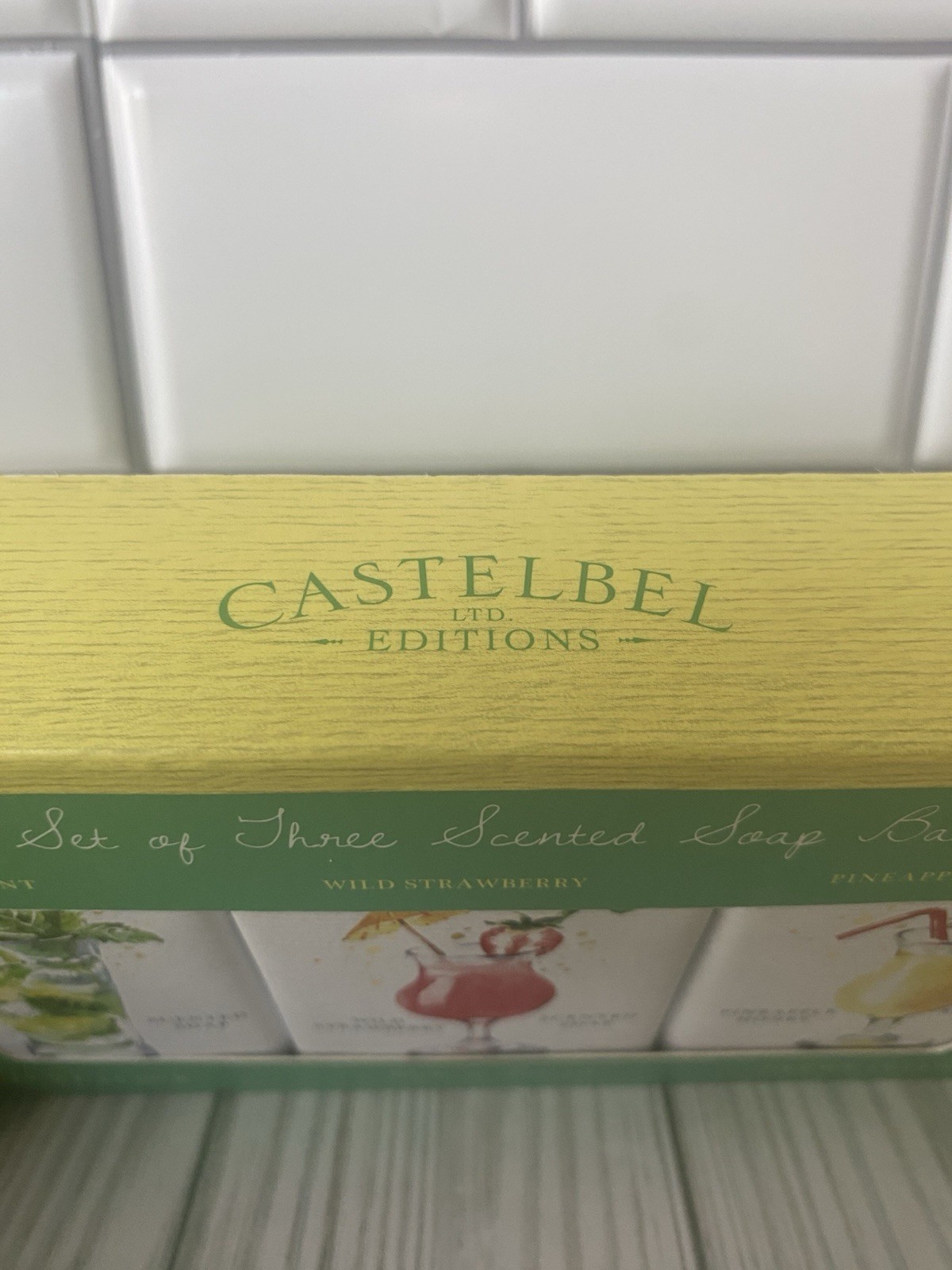 CASTELBEL Ltd. Edition Set of 3 Soap Bars Lime/Mint, Strawberry, Pineapple Honey