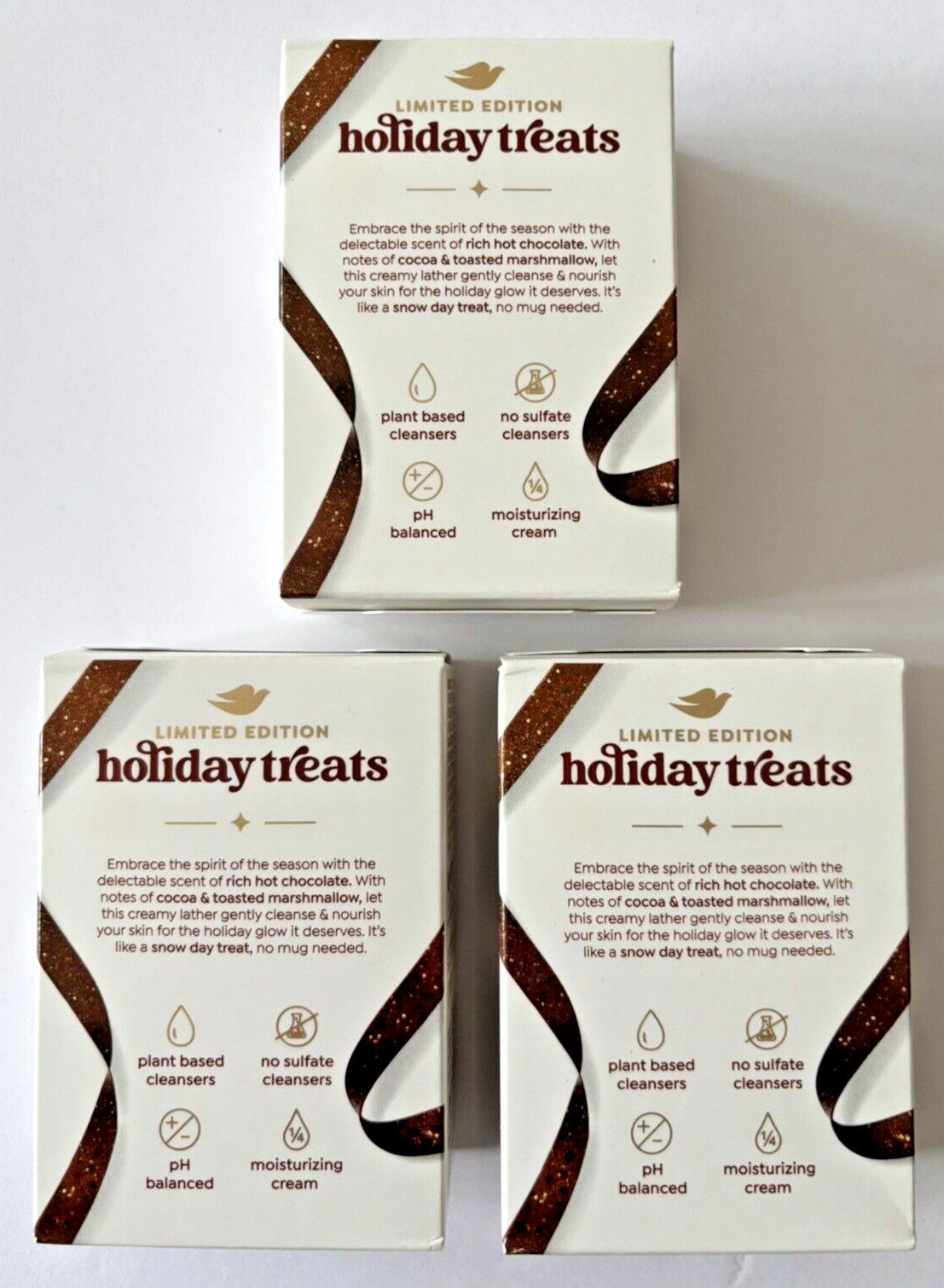 (3 LOT) Dove Beauty Bar Soap HOT COCOA SWIRL Limited Edition Christmas (5oz)