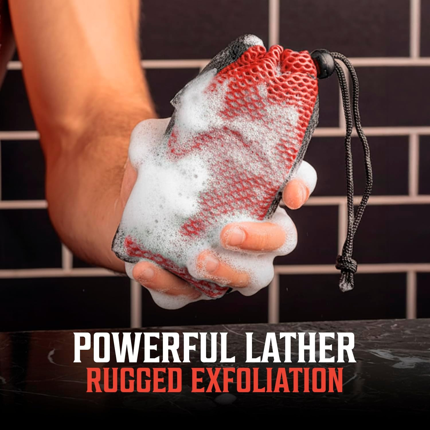 Viking Revolution Soap Bag with Drawstring – Mesh Soap Savers for Bars – Red Mes