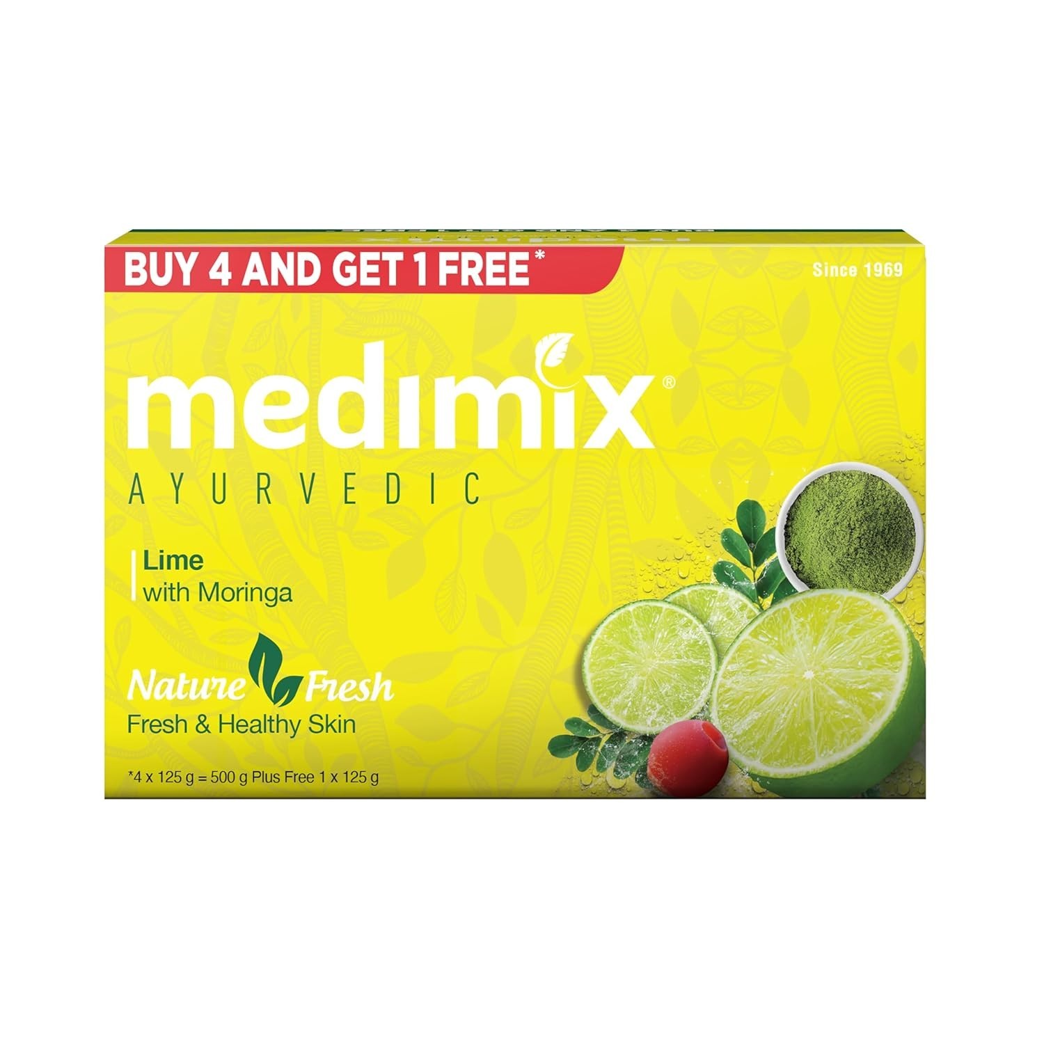 Medimix Herbal Bath Soap with Lime & Moringa | 5 x 125g | Ayurvedic Body Soap