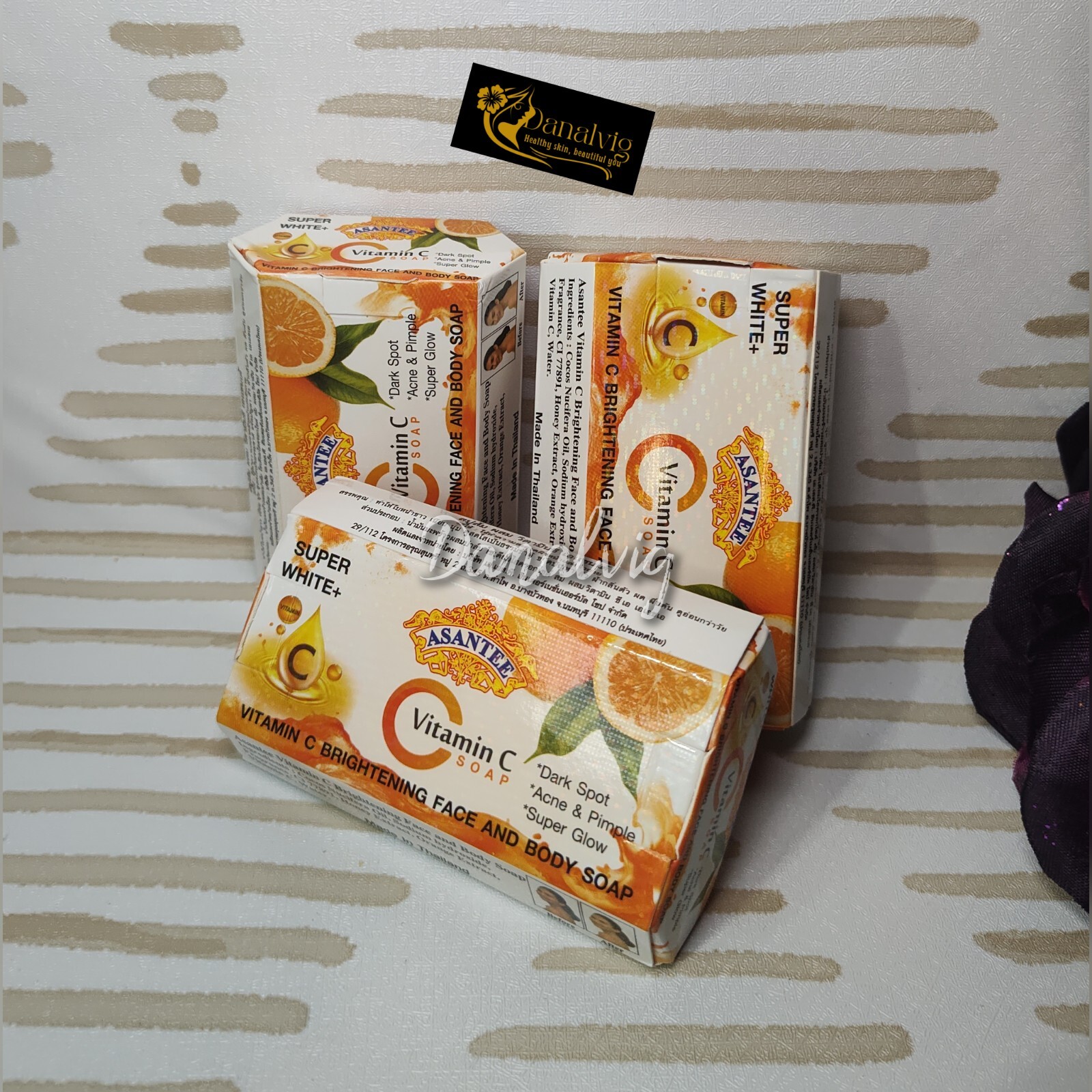 3 Bars x 125g Soap Vitamin C Asantee Face And body Brightening Soap Anti Acne