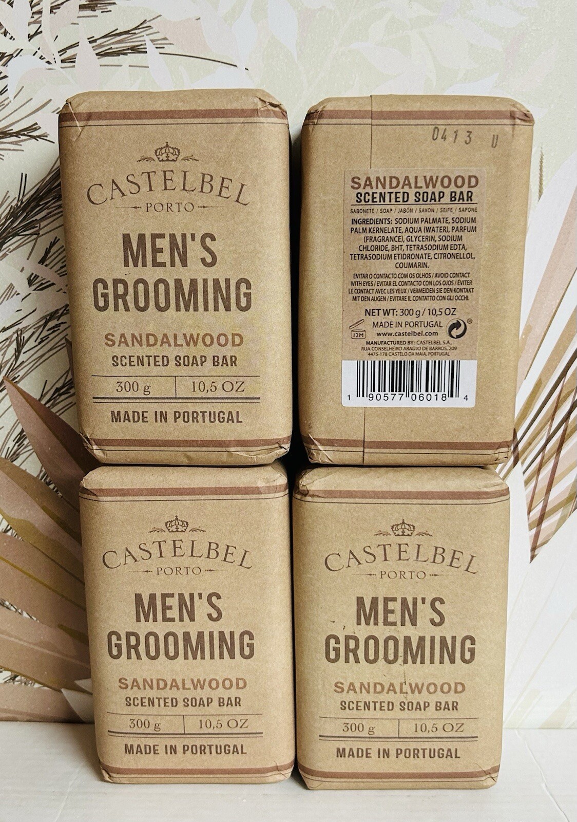 4-Pack Castelbel Portugal SANDALWOOD Men’s Grooming Scented Bar Soap 10.5 oz