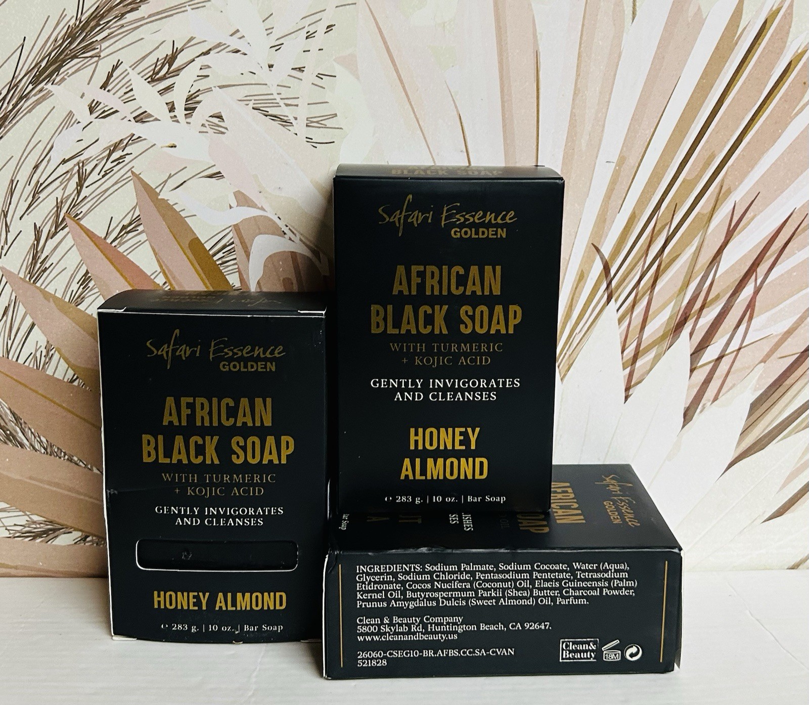 3-Pack Safari Essence ~ African Black Soap with Turmeric & Kojic Acid 10 oz Each