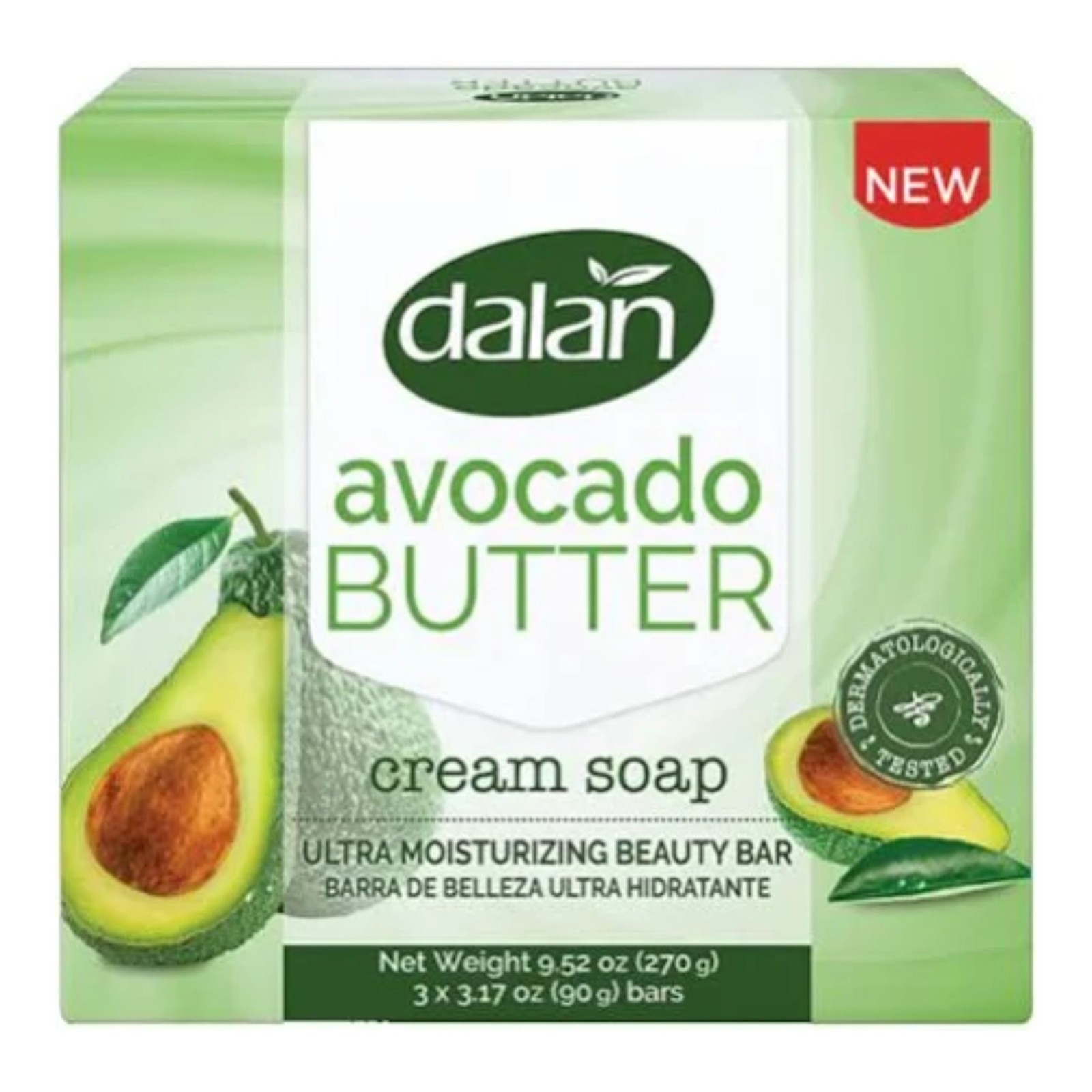 Dalan Avocado Butter Cream Soap Bar, 3 Bars x 3.17oz Each