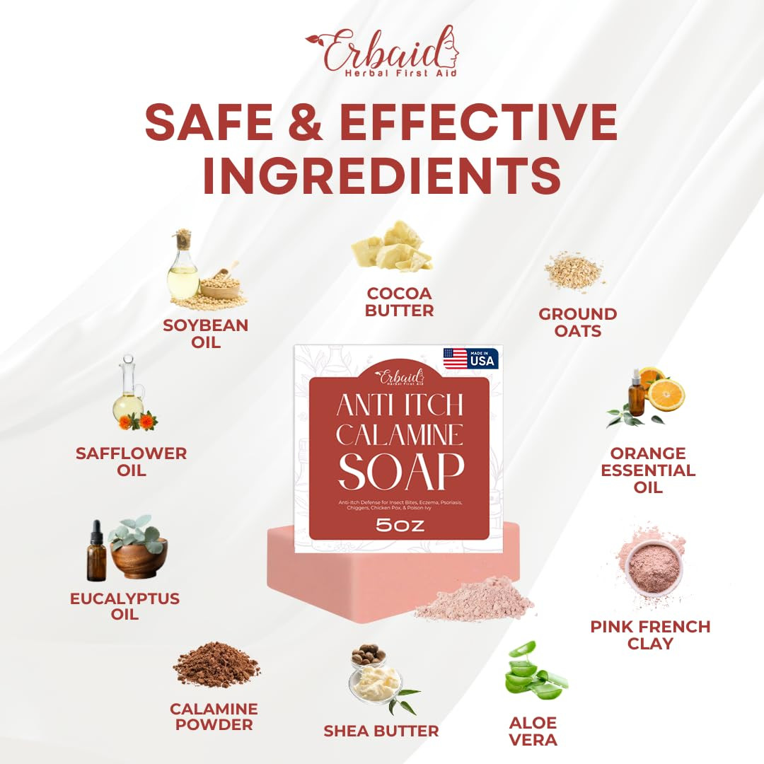 Calamine Soap Bar – All Natural Instant Itch Relief – Calming Calamine