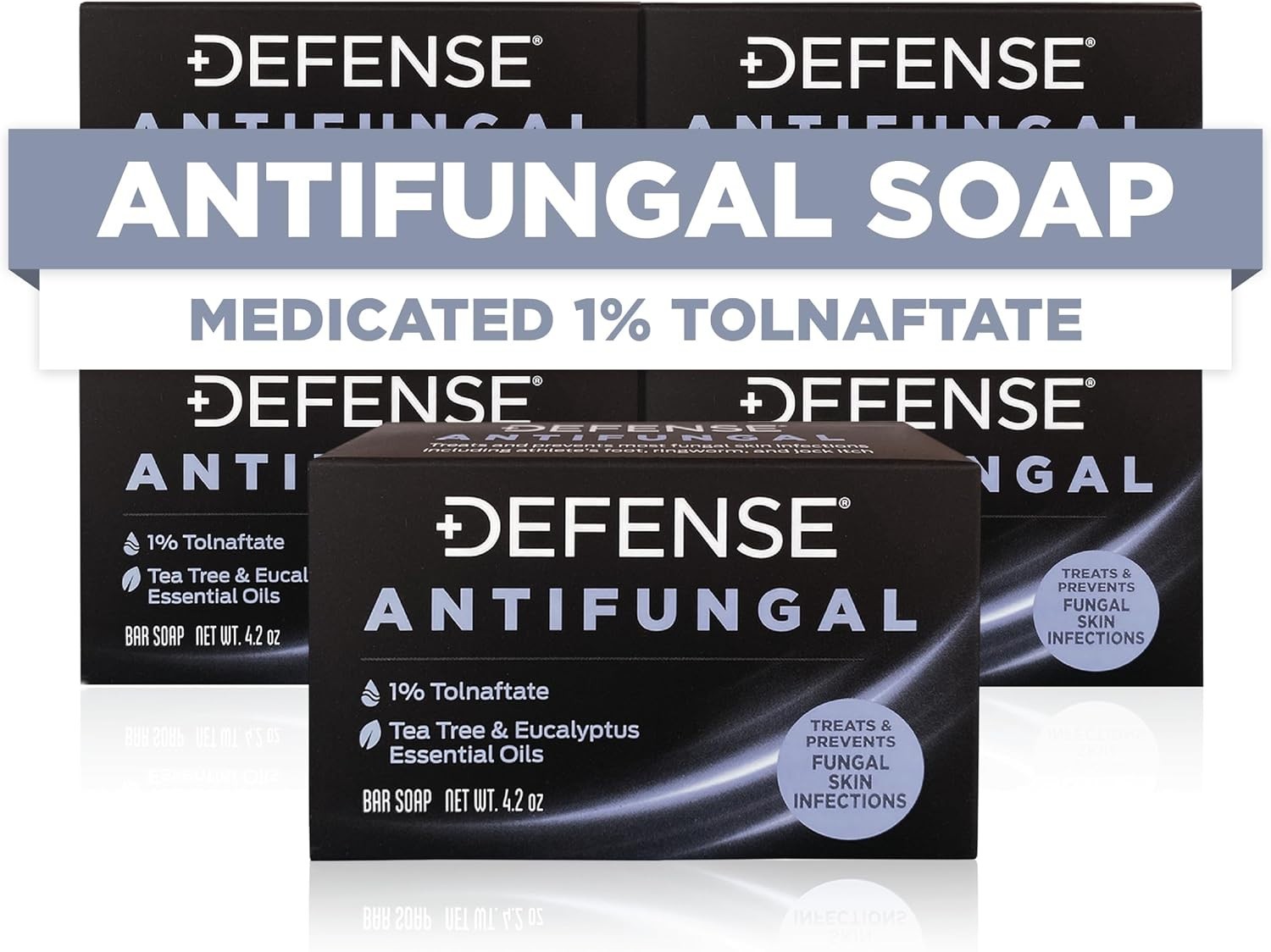 Defense Antifungal Soap 5pk Tolnaftate Medicated Bar for Jock Itch Ringworm Foot