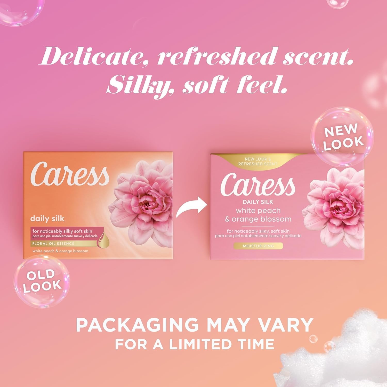 Caress Bar, Daily Silk White Peach & Orange Blossom 12 Soap 3.75 Oz Each Bar
