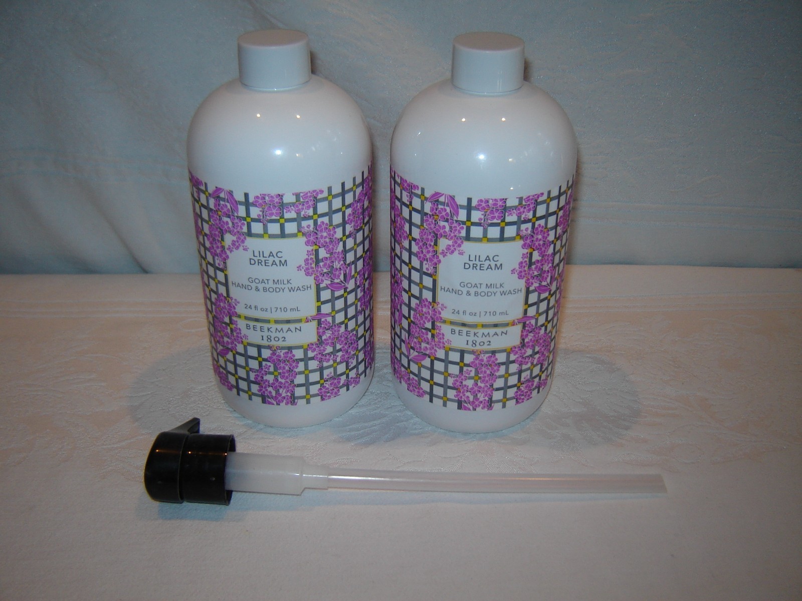 2 SEALED 24 fl oz Beekman 1802 Lilac Dream Goat Milk Hand & Body Wash w/1 Pump